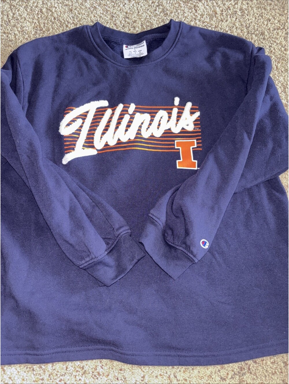 Champion Authentic Athleticwear Navy Sweatshirt Illinois Fighting Illini Large
